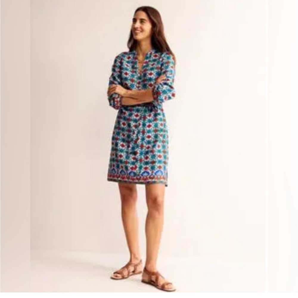 Boden Blue and Red Patterned Dress